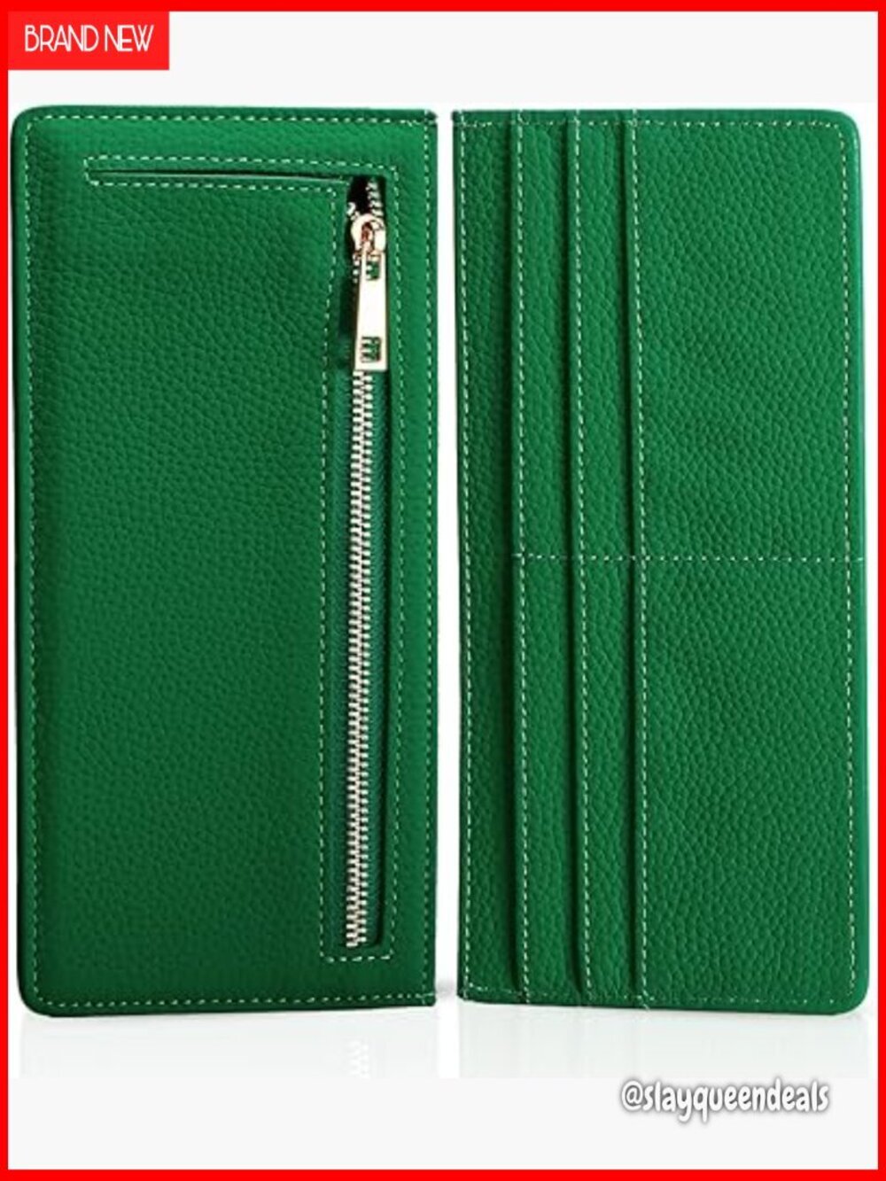 Slim RFID Blocking Leather Wallet with Zipper Coin Pocket